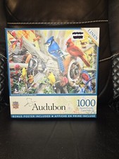 NEW Audubon Backyard Birds LINEN 1000 Pc. Puzzle Blue Jay Cardinal MasterPieces