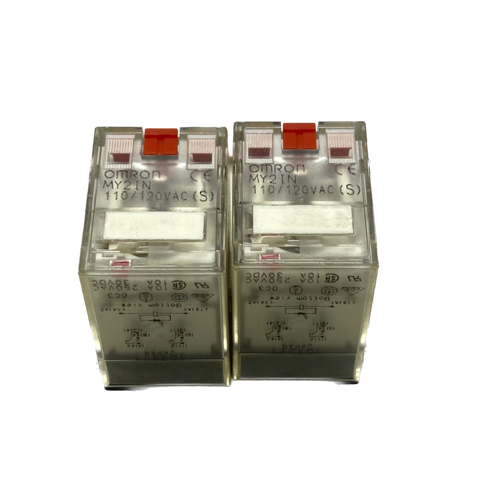 NEW OLD STOCK LOT OF 2 Omron 10A 110/120VAC 8 Blade Ice Cube Relay MY2IN MY2-IN
