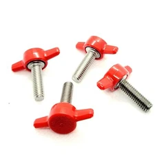 M6 x 20mm Clamping Thumb Screws with Red Butterfly Tee Wing Knob Pack of 4