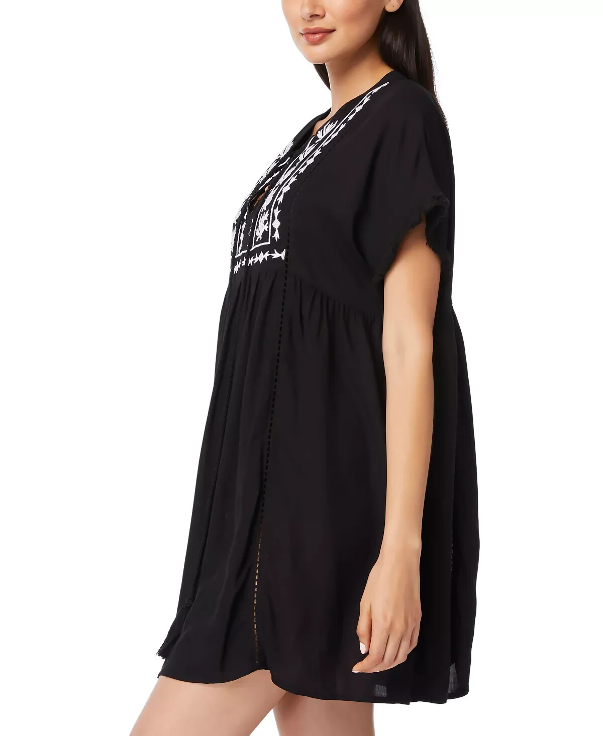 Bleu By Rod Beattie Embroidered CoverUp Dress in Black Size S Read