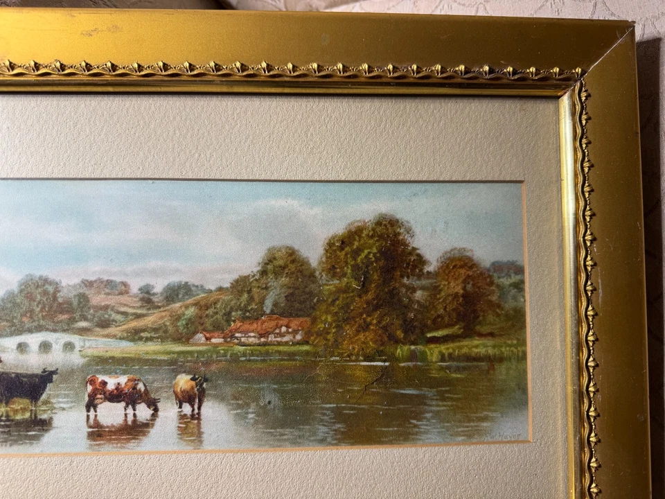 Pintura mixta "Ganado por río" de Frederick William Hayes (1848-1918) Foto 3 de 4