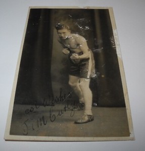 1920's Boxing Ephemera Trade Card Photo Postcard Jim Curley Autograph Signed