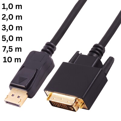 Adapter Kabel DP Displayport St. zu DVI 24+1 Stecker 1m 2m 3m 5m 10m 2560x1600