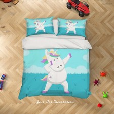 3D Unicorn Cartoon Kids Quilt Cover Set Duvet Cover Bedding Pillowcases