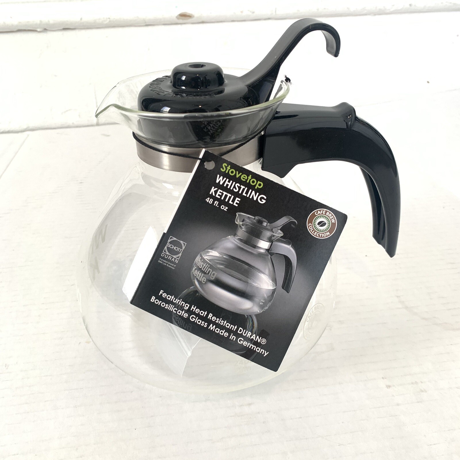 Medelco Cafe Brew Glass 12 Cup Stove Top Whistling Tea Kettle New eBay