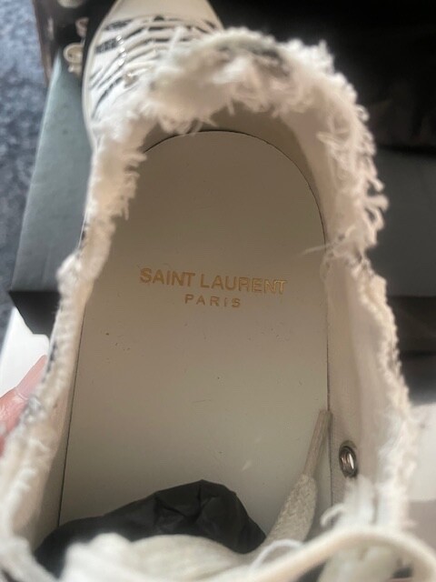 Sneakers basse stringate Saint Laurent Zebra tela invecchiata taglia 8 Eu 38