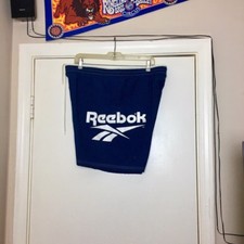Vintage 80s 90s Reebok Swim Trunks Mens Sz L Big Logo Navy Blue Color