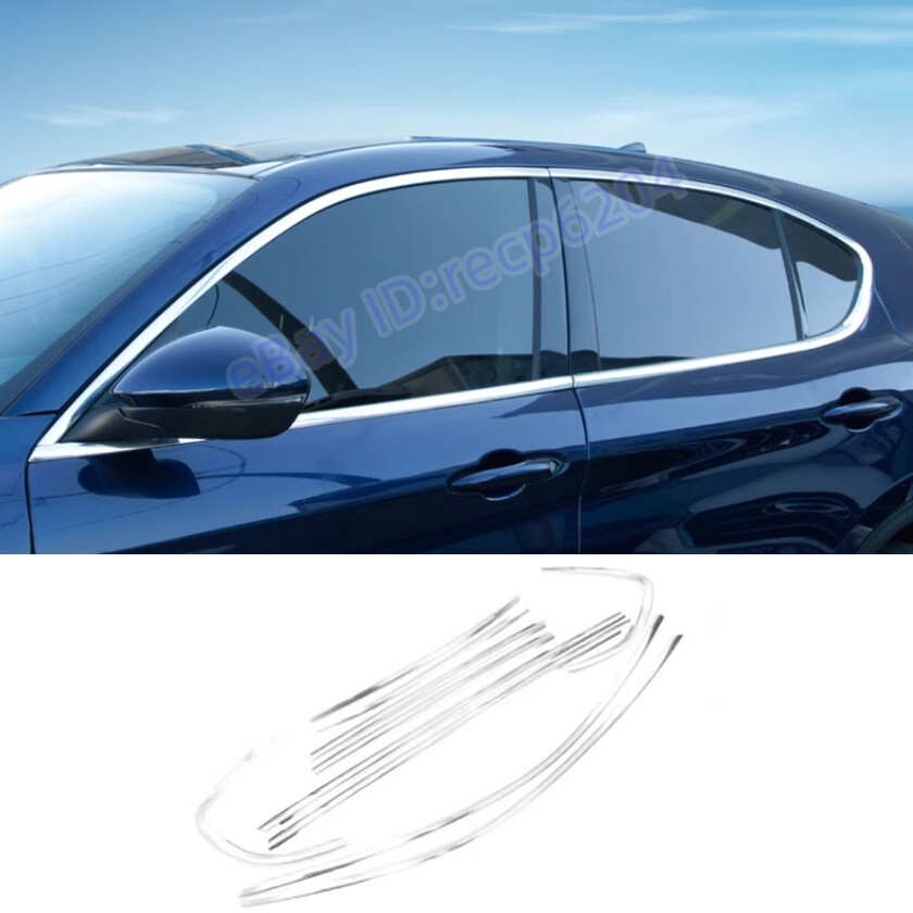 Chrome Aluminum Windows Strip Sill Molding Trim For Alfa Romeo Stelvio 2017-2021