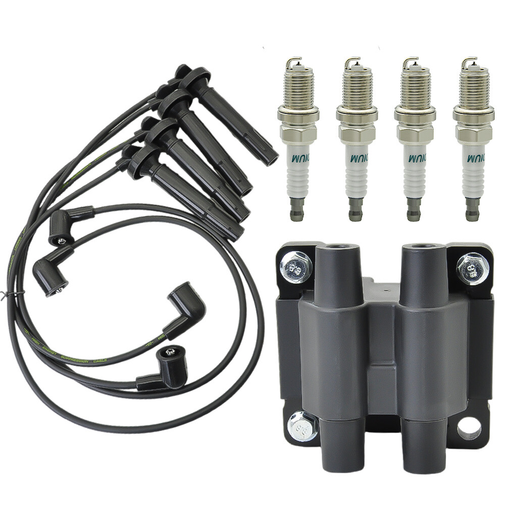 OEM Ignition Coil & 4X Iridium Spark Plugs & Wires for Subaru Impreza 2.5L UF538
