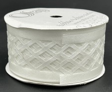 Offray White Satin Cutout Diamond Pattern Ribbon Roll NEW 1-1/2in x 9ft
