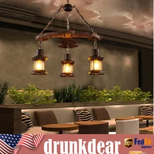 New Retro 3 Lights Industrial Chandelier Hanging Pendant Lamp Ceiling Light