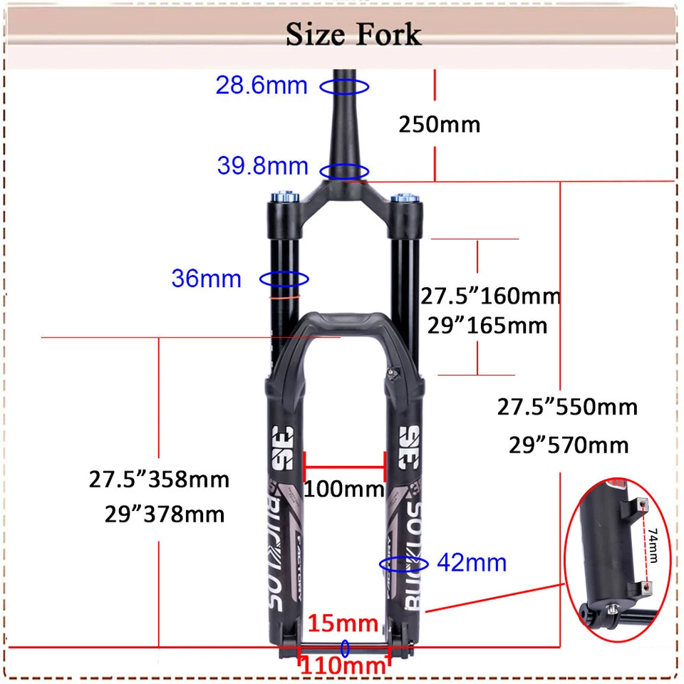 Bucklos 27.5/29in downhill/MTB/AM/FR/Ebike fork Boost 110*15mm air forks For Fox - Image 4 of 4