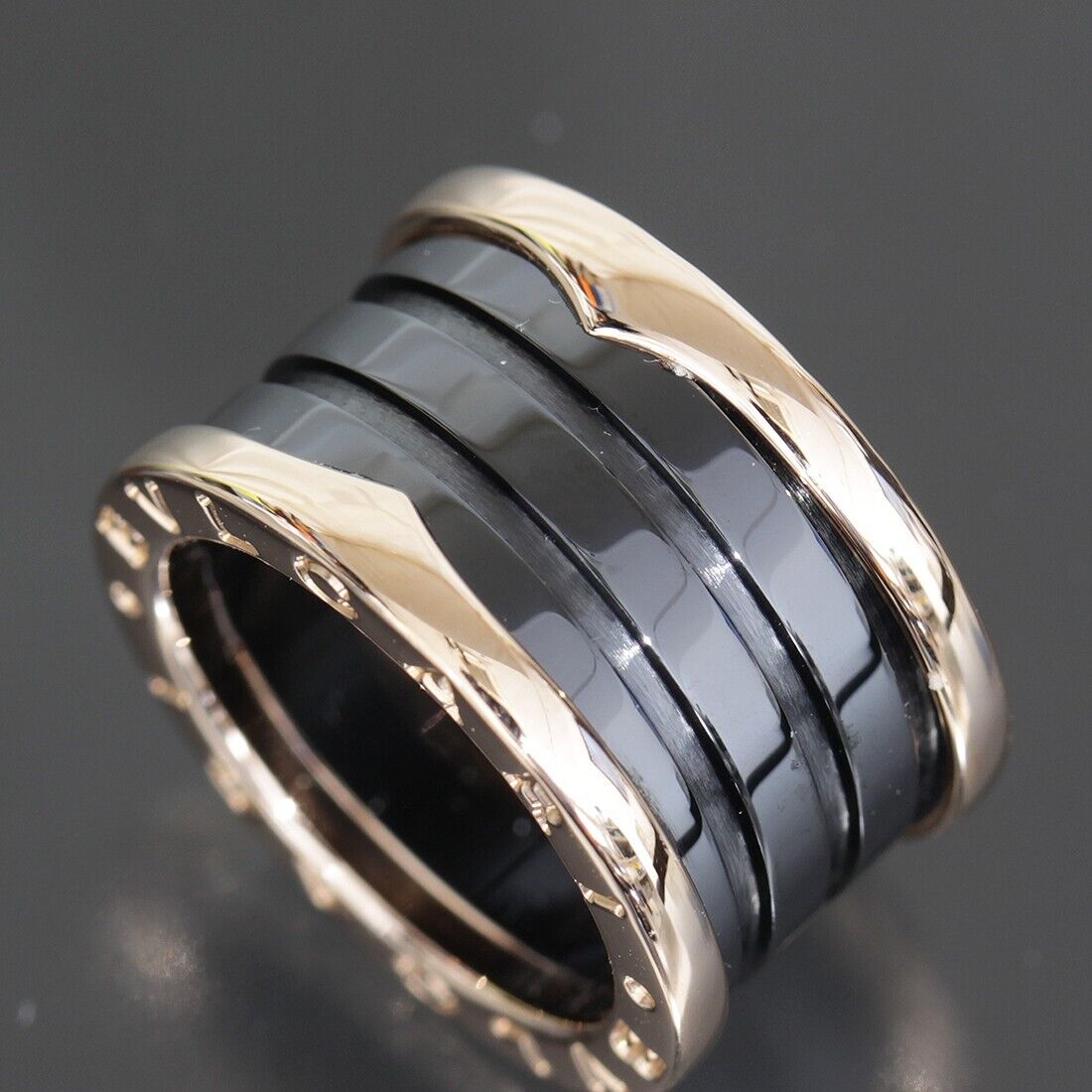 BVLGARI B-zero1 Rose Gold Black Ceramic Ring Au750 18K D9115 BVLGARI B-zero1 Rose Gold Black Ceramic Ring Au750 18K D9115