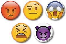 BAD EMOJI's - 5 X 25mm 1" Button Badge - Emoticon Smiley Rude