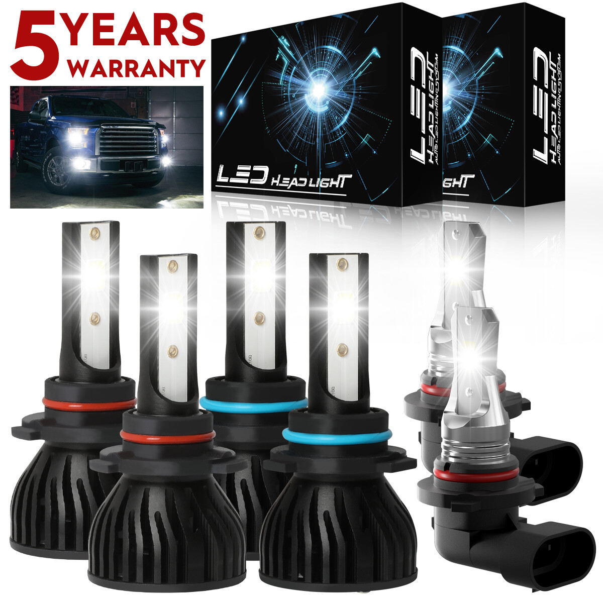For Jeep Grand Cherokee 1999-2004 6x LED Headlight Bulb Hi/Lo Beam Fog Light P4C