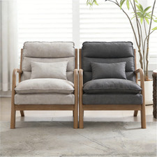 CANMOV Retro Accent Chair Soild Armchair with Wood Frame for Living Room