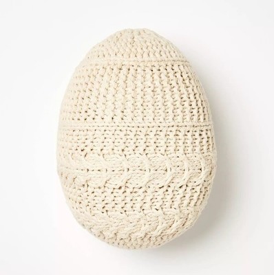 Threshold Egg Shaped Cream Color Crochet Style Accent Throw Pillow 12.5'' Tall