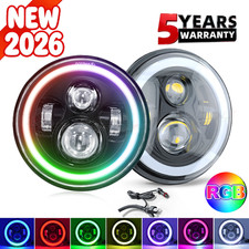 2026 FOR Jeep wrangler JK LJ TJ CJ RGB 7" inch Round LED Headlights DRL Light
