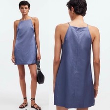 madewell high-neck mini dress sunfaded indigo nq652 women size 4