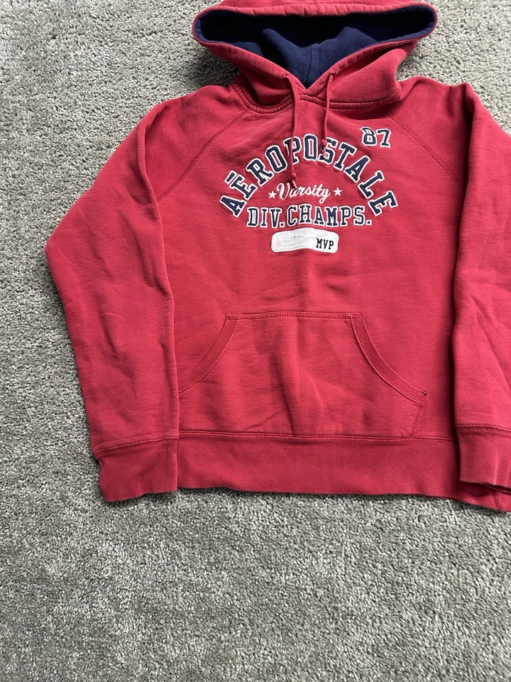 Толстовка с капюшоном Y2K 2000-е Aeropostale Tomboy Fit красная вышитая женская размер большой - Изображение 2 из 4