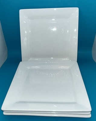 Better Homes Gardens Square Porcelain Salad 4 Plates White Oven Replacement 8.5 