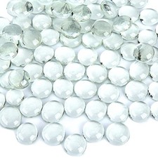 5 Lb Clear Flat Glass Marbles, 500PCS Clear Flat Gems Aquarium Transparent