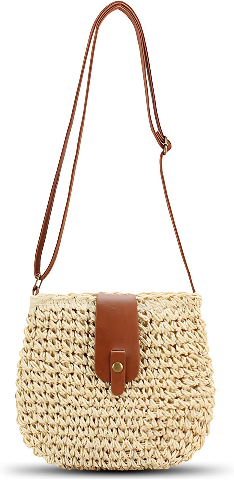 Small Straw Crossbody Bag for Women Boho Handmade Woven Summer Beach Bag Handbag