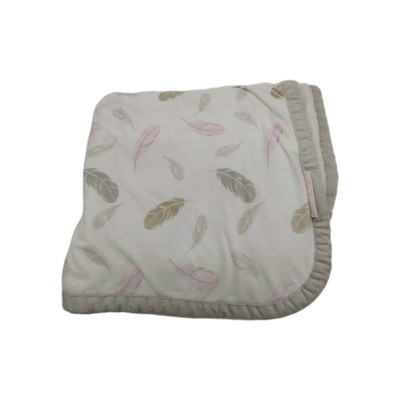 Blankets and Beyond Blanket Feathers Plush Pink & Gray 26x28 READ
