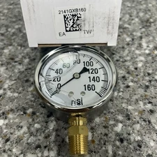 Liquid Filled Pressure Gauge 2141GXB160 160 PSI 2-1/2" Face NEW