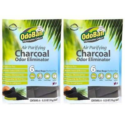 2 Pack OdoBan Air Purifying Charcoal Odor Eliminator 6-Pack 10g Bags Non-Toxic