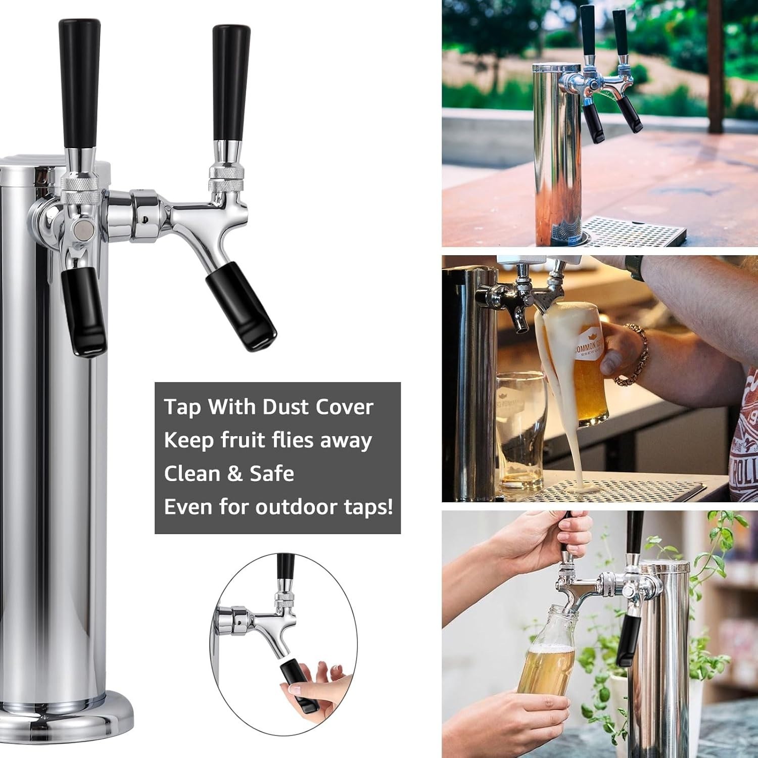 Stainless Steel Double Tap Beer Dispenser - Perfect for Home and Commercial Use