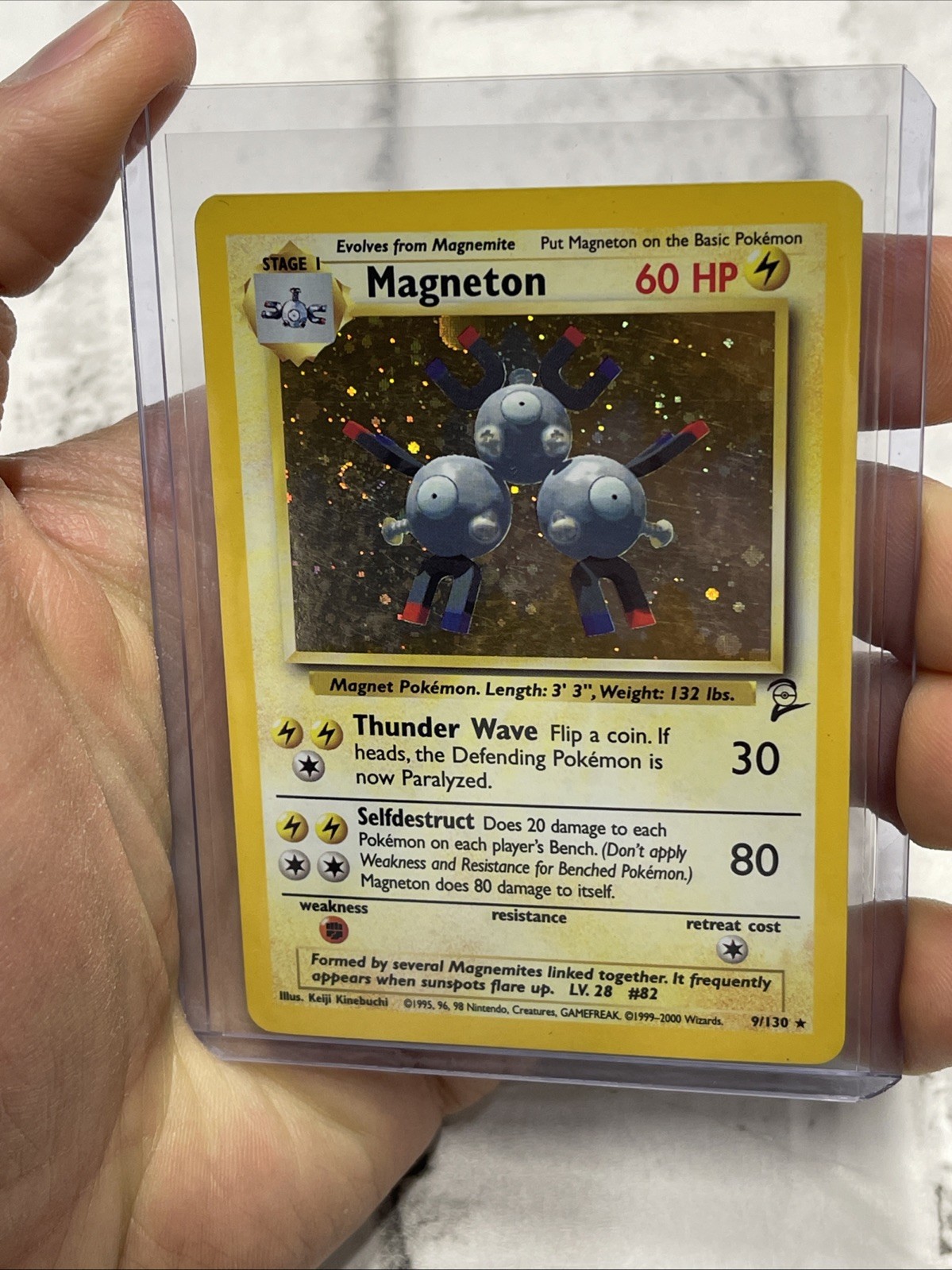 Pokémon Magneton 9/130 Base Set 2 Holo Pokemon Vintage Rare Card LP WOTC SWIRL