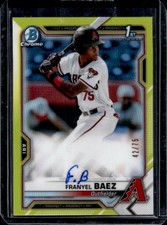 2021 Bowman Chrome Franyel Baez Auto Yellow Refractor 1st #/75 Diamondbacks