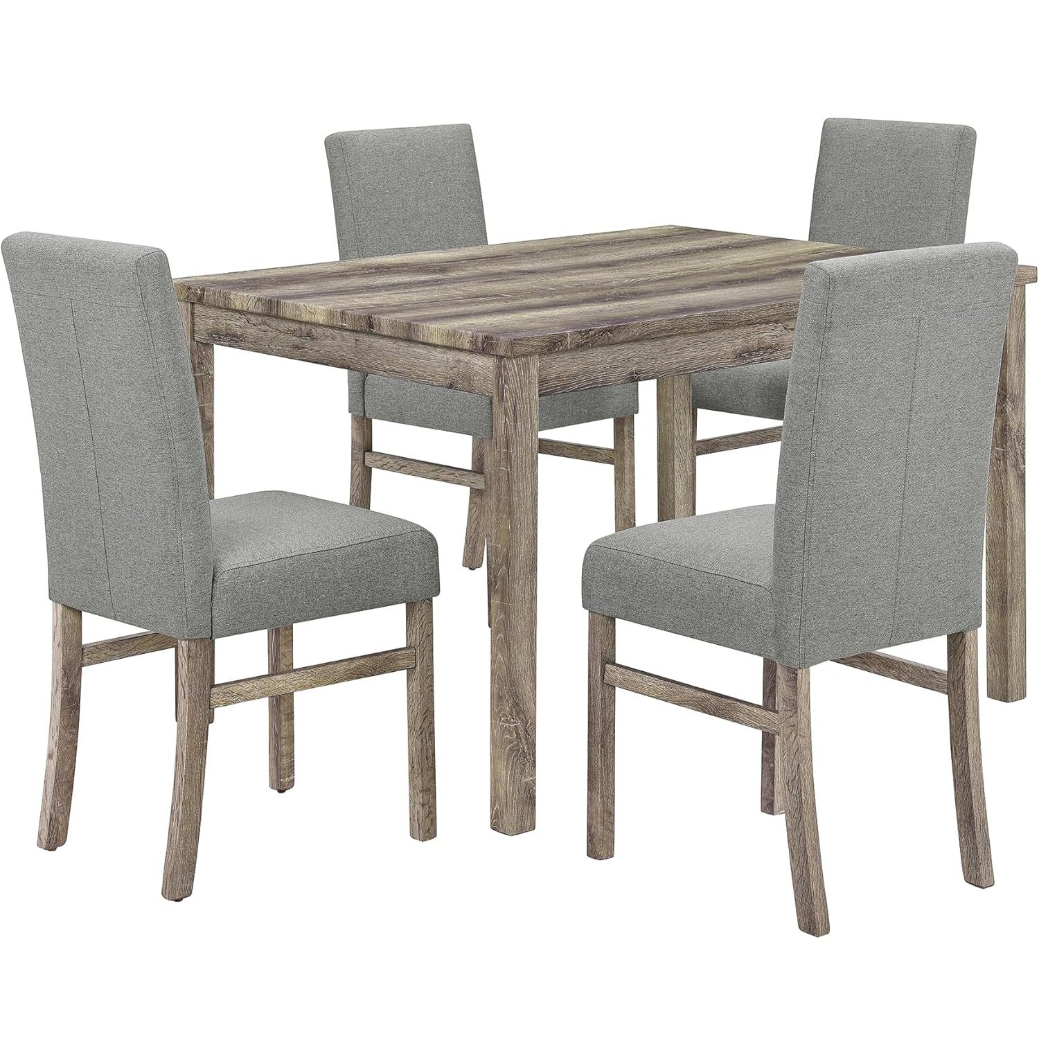 NEW 5 Piece Modern Wooden Fabric Dining Kitchen Table Set