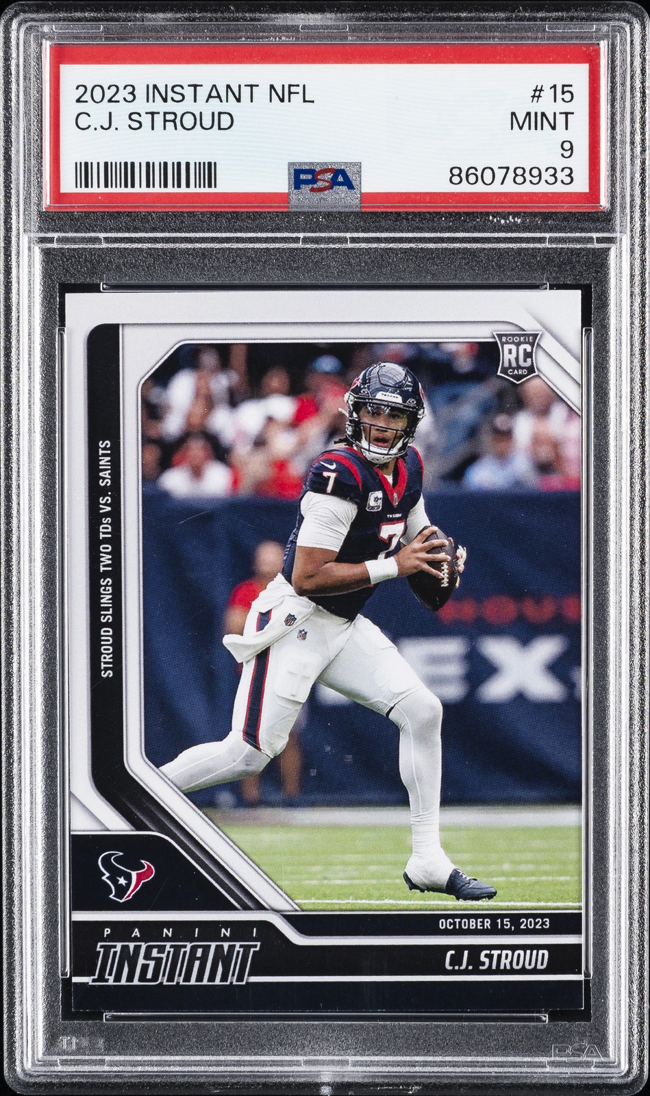2023 PANINI INSTANT NFL #15 C.J. STROUD ROOKIE RC PSA 9