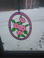 9x7 Stained Glass Flowers Window Sun Catcher Decoration