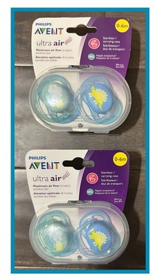 Philips AVENT Ultra Air 2 Orthodontic Pacifier 0-6m Sterilizer Carrying Case X2