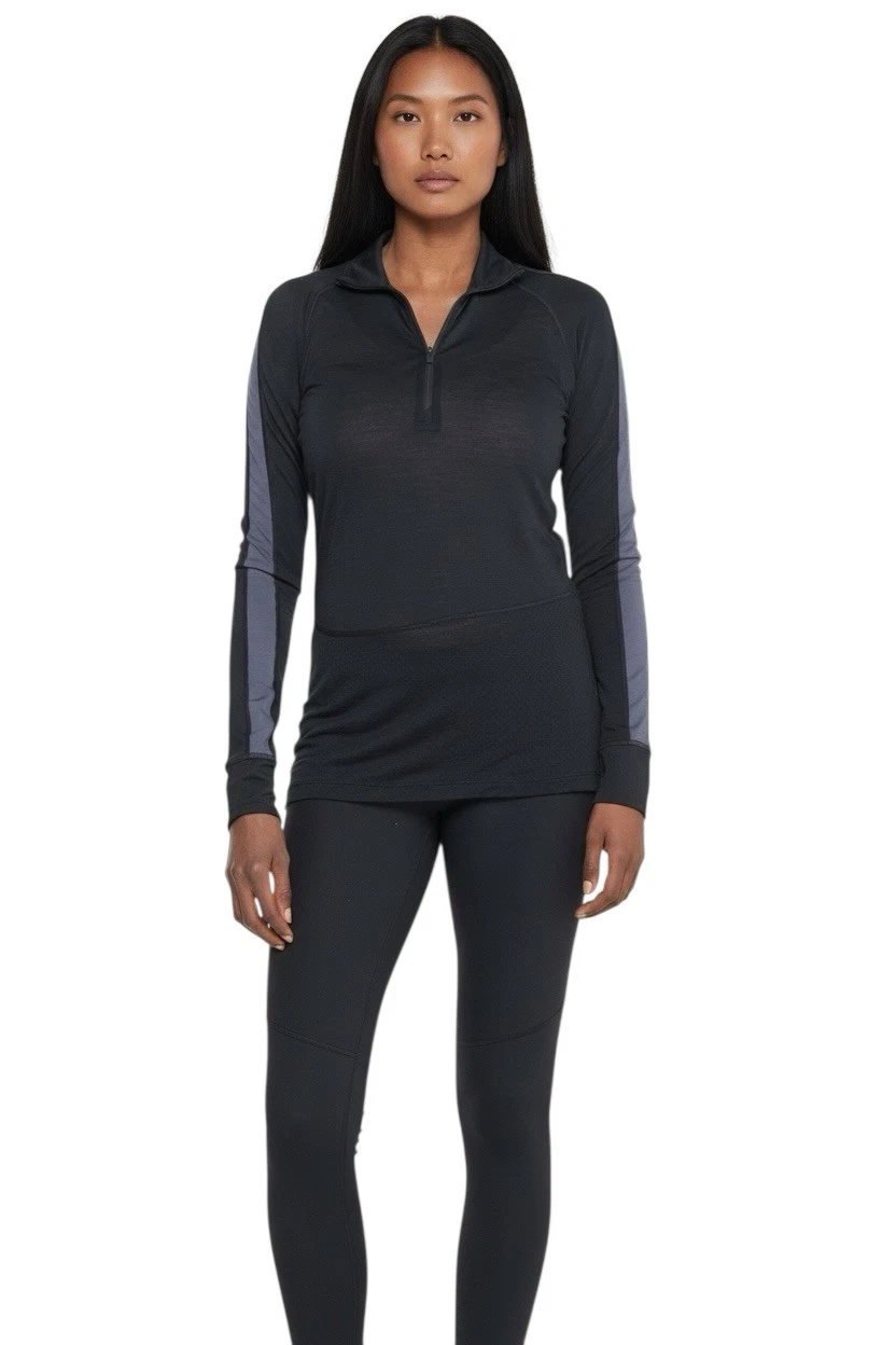 Icebreaker Zoneknit Zip Neck Base Layer Top Merino Wool Long Sleeve Womens Sz XS