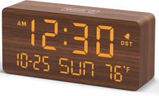 Wooden Digital Alarm Clocks for Bedrooms with Date  Day of Week