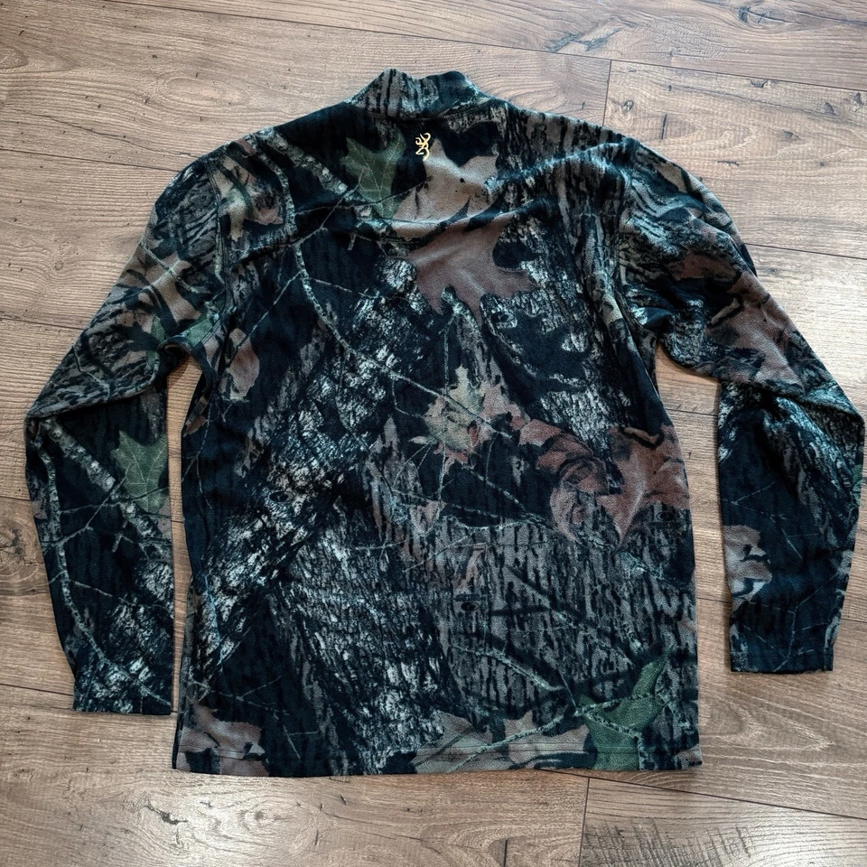 Camisa polar camuflada de roble musgo marrón para hombre talla M cuello falso capa base caza Foto 4 de 4