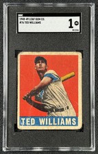 TED WILLIAMS SGC 1 1948 LEAF GUM CO. #76 RED SOX VINTAGE