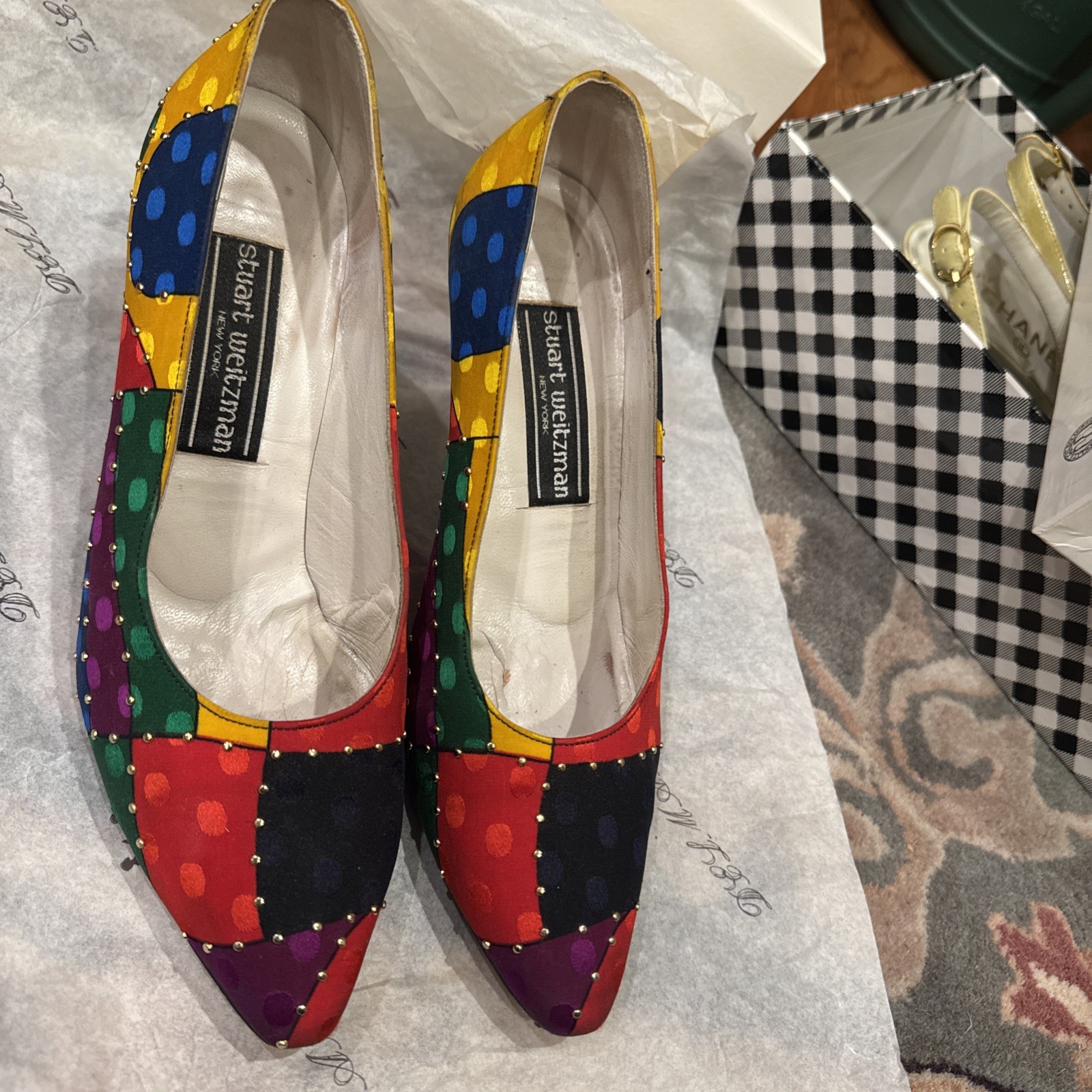 Stuart Weitzman patchwork fabric pump with stud d… - image 6