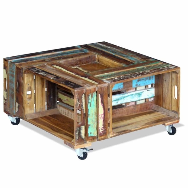 Couchtisch Altholz Massiv 70X70X35 Cm-image