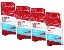 LEADER Epsom Salt Soaking Aid, Premium Magnesium Sulfate, 1 lb - 4 Pack