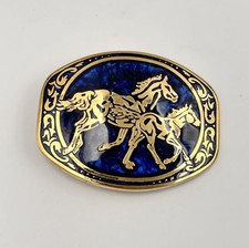 Vtg Award Design Medals Belt Buckle Along Trail Inlaid Native American Blue BIG