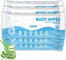 50 XL Body Wipes for Adults Bathing No Rinse, 8" x 12", 5 Packs