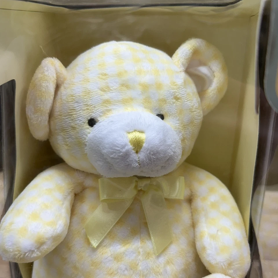 Peluche Animal Alley Soft My First Teddy Bear amarillo a cuadros bebé guardería Foto 2 de 4