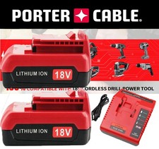 2PACK 18V Lithium Battery /Charger for Porter Cable 18 Volt PC18B PC18BL PC18BLX