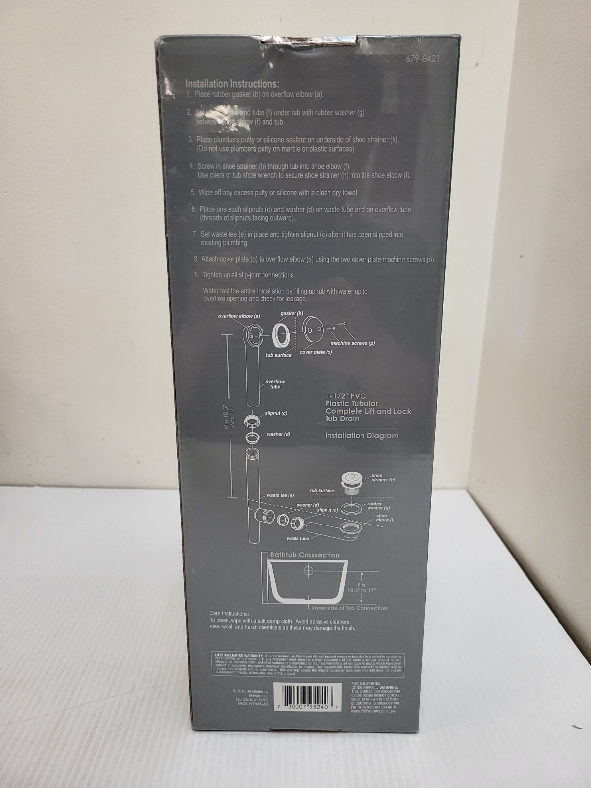 Plumb Works 679-8420 1 ½” PVC Complete Lift & Lock Tub Drain - Nickel Finish