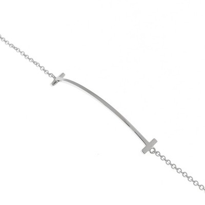 Tiffany & Co. Damen Armband K18 Weißgold WG T Smile Bracelet